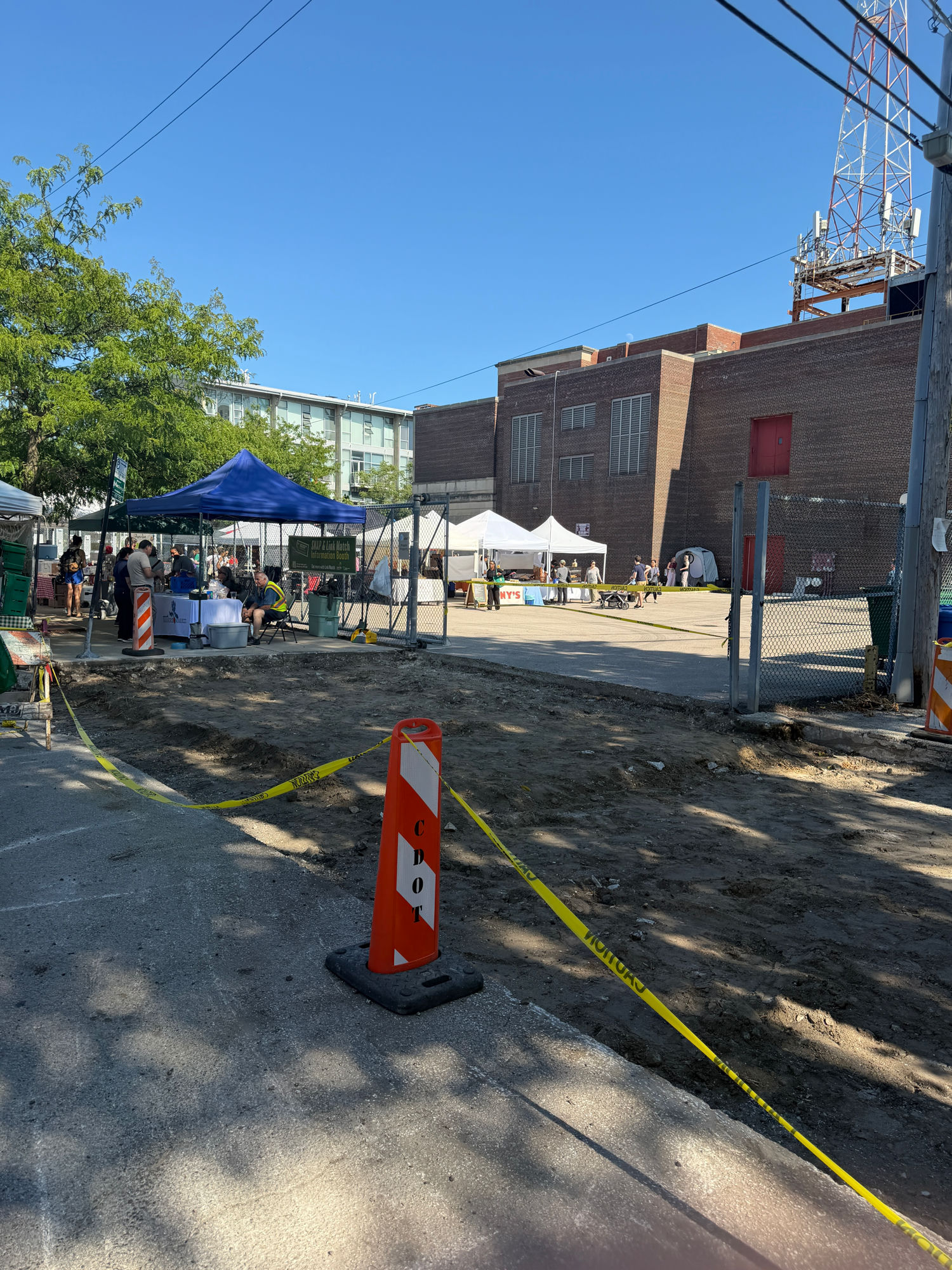 Construction dig-up at the Andersonville Farmers Market entrance